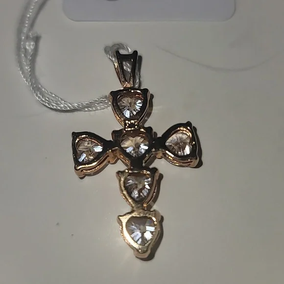 Vintage Real 925 Silver CZ Cross Pendent - Picture 11 of 13